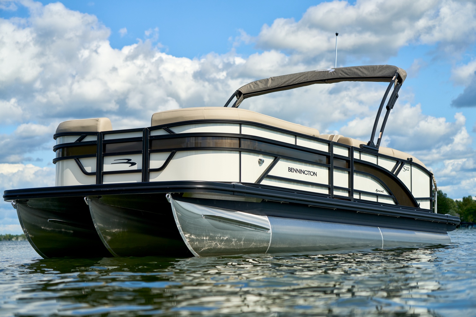 Bennington pontoon on a sunny lake